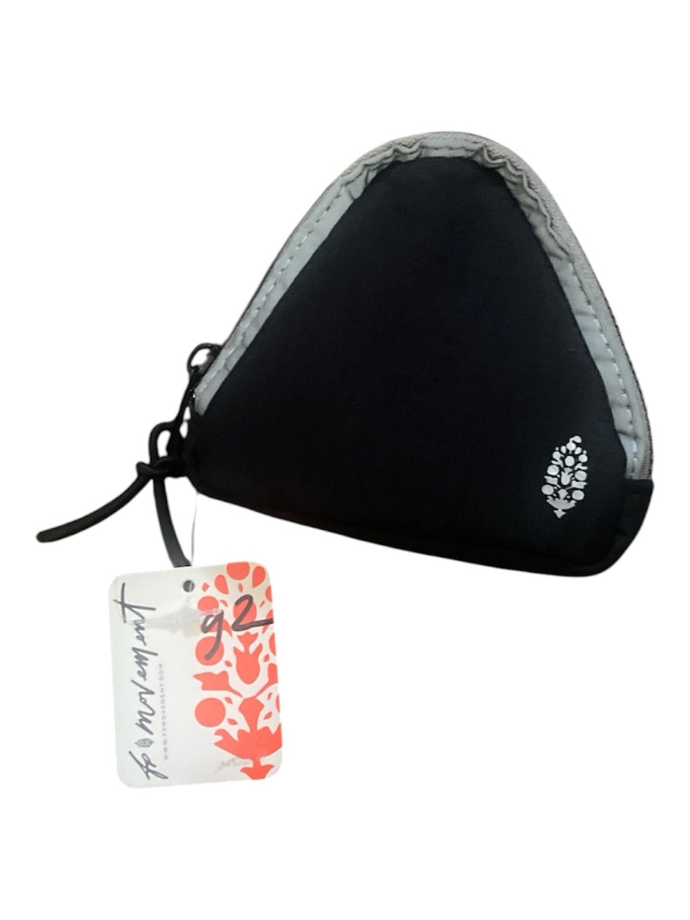 Free People Black Triangle Coin & Card Holder with Gray Trim